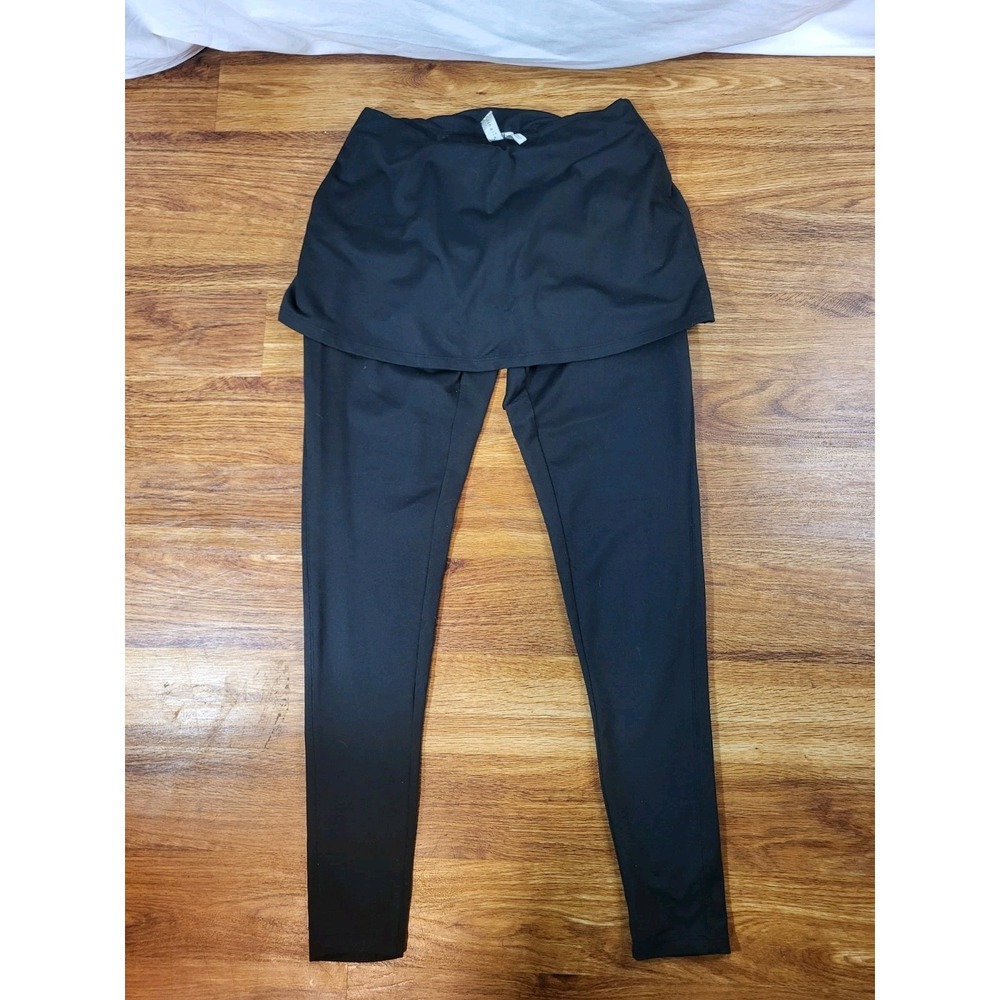 SAHALIE ATHLETIC PANTS LEGGINGS SIZE SMALL BLACK YOGA SKIRT ATTACH